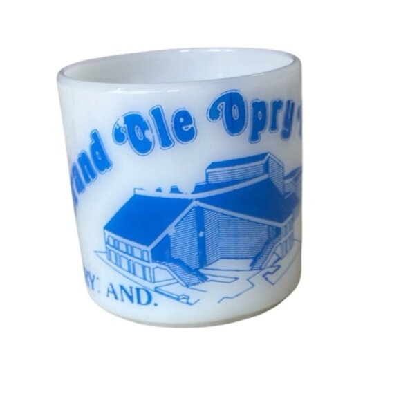 Vintage Grand Ole Opry House Federal Souvenir Milk Glass Mug Heat Proof USA - Picture 1 of 9